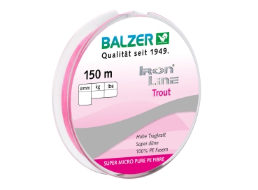 BALZER Iron Line Trout - pink - 0,04mm 2,8kg - 150m - Forellenschnur für UL
